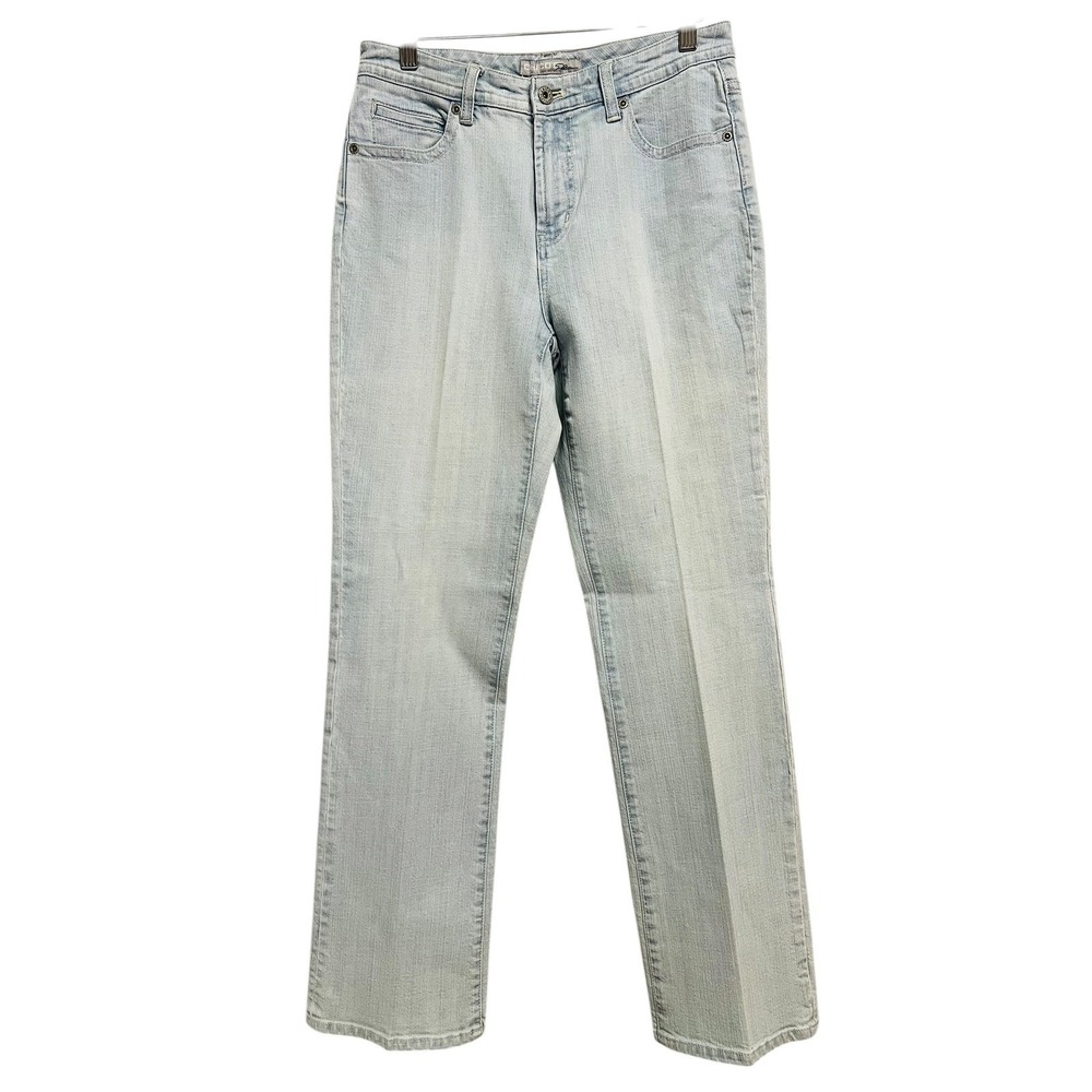 Chico's Platinum Quartz RG Jeans Womens Small (4) Light Wash Blue Denim Straight
